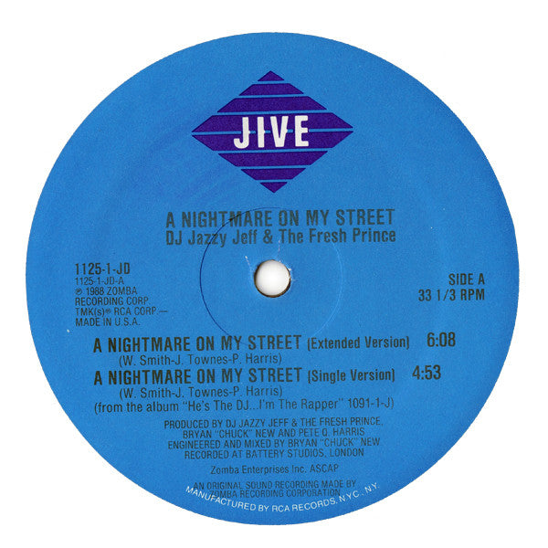DJ Jazzy Jeff & The Fresh Prince : A Nightmare On My Street (12", RP)