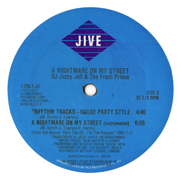 DJ Jazzy Jeff & The Fresh Prince : A Nightmare On My Street (12", RP)