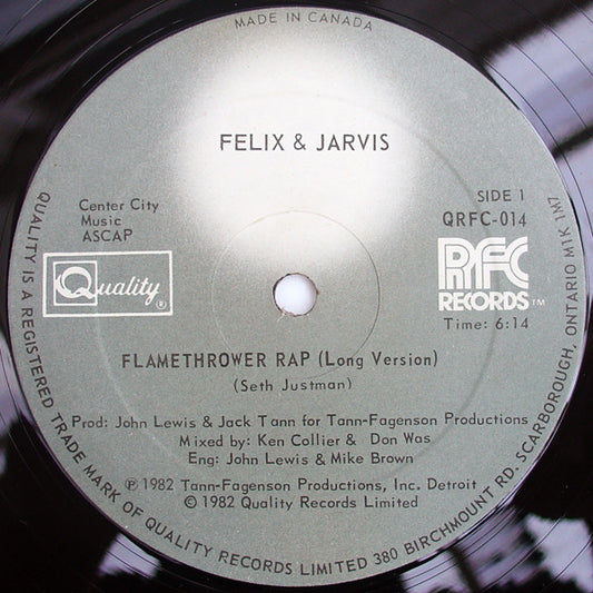 Felix & Jarvis : Flamethrower Rap (12")