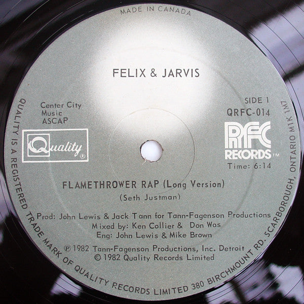 Felix & Jarvis : Flamethrower Rap (12")