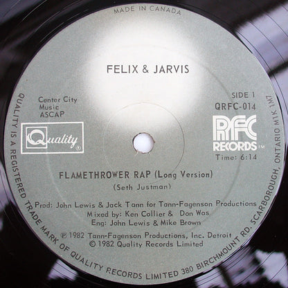 Felix & Jarvis : Flamethrower Rap (12")