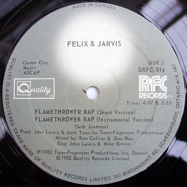 Felix & Jarvis : Flamethrower Rap (12")