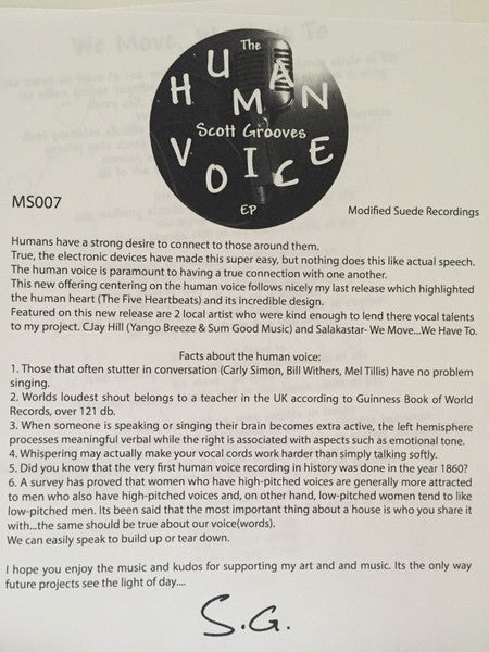 Scott Grooves : The Human Voice EP (12", EP, W/Lbl)