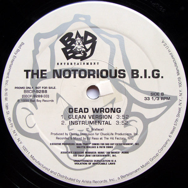 The Notorious B.I.G.* : Dead Wrong (12", Promo)