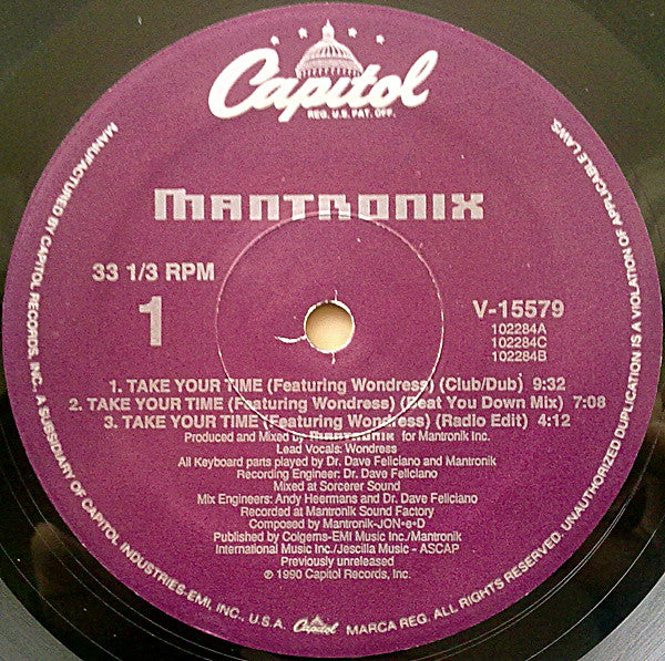 Mantronix : Take Your Time (12", Single)