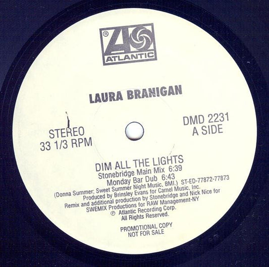 Laura Branigan : Dim All The Lights (12", Promo)
