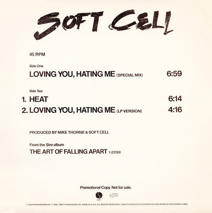 Soft Cell : Loving You, Hating Me (12", Promo)