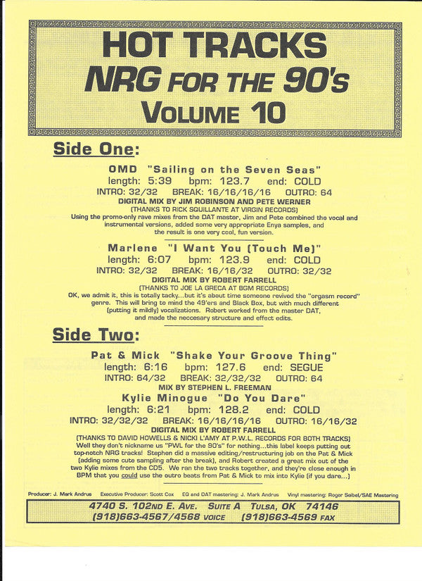 Various : NRG For The 90's Volume 10 (12", Comp, Promo, Pur)