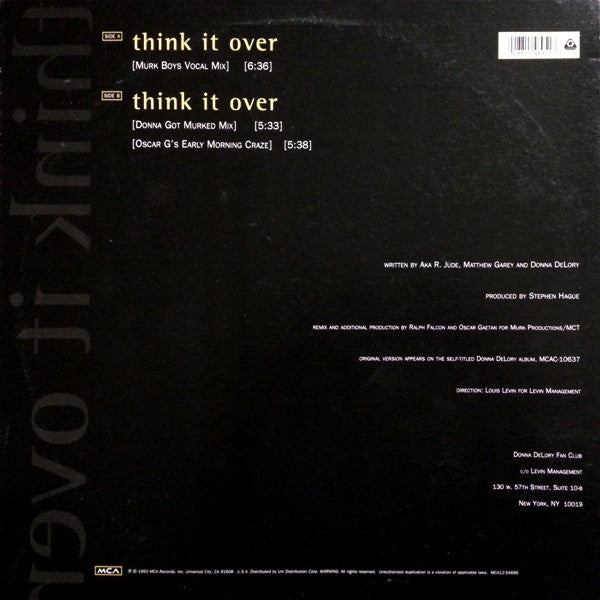 Donna de Lory : Think It Over (12", Single)
