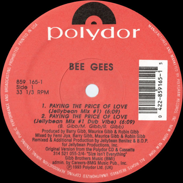 Bee Gees : Paying The Price Of Love (12")