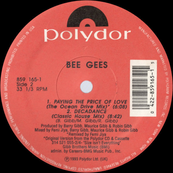 Bee Gees : Paying The Price Of Love (12")
