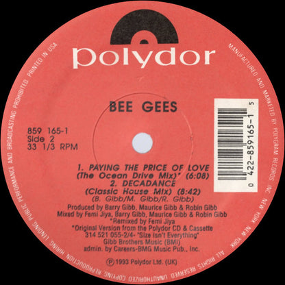 Bee Gees : Paying The Price Of Love (12")