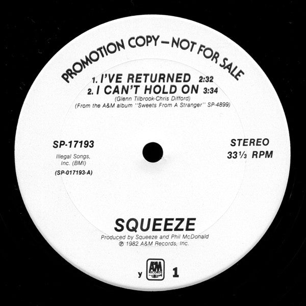 Squeeze (2) : I've Returned / I Can't Hold On / Black Coffee In Bed (12", Promo)