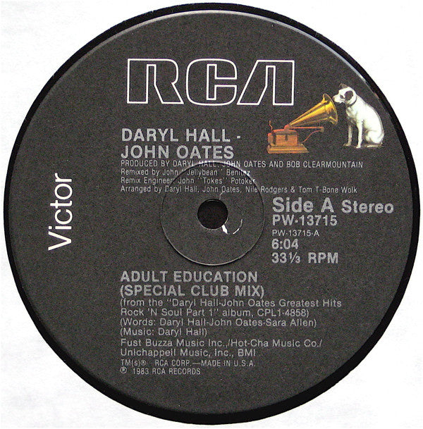 Daryl Hall John Oates* : Adult Education (Special Club Mix) b/w Maneater (12")