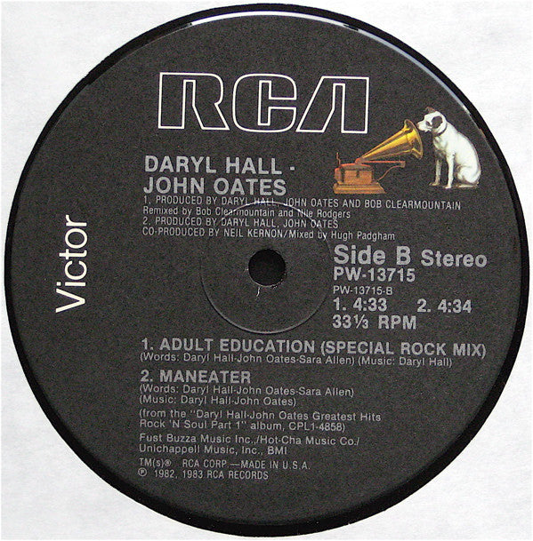 Daryl Hall John Oates* : Adult Education (Special Club Mix) b/w Maneater (12")