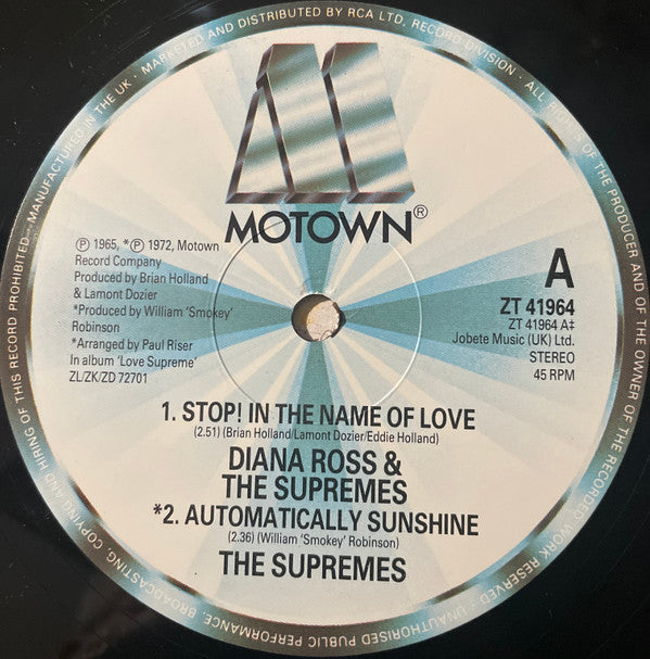 Diana Ross & The Supremes* : Stop! In The Name Of Love (12")
