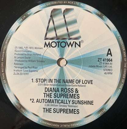 Diana Ross & The Supremes* : Stop! In The Name Of Love (12")