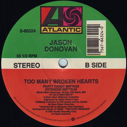 Jason Donovan : Too Many Broken Hearts (12")