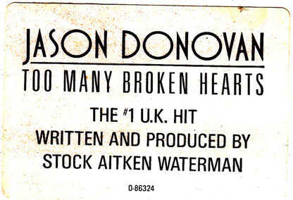 Jason Donovan : Too Many Broken Hearts (12")