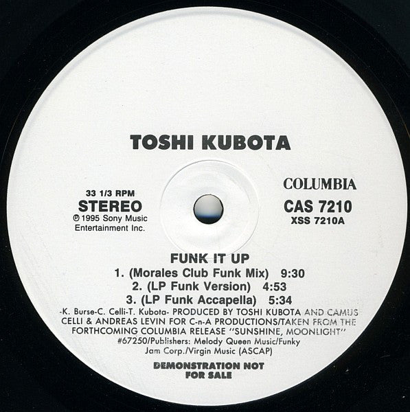 Toshinobu Kubota : Funk It Up (12", Promo)