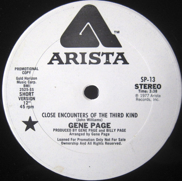 Gene Page : Close Encounters Of The Third Kind (12", Promo)