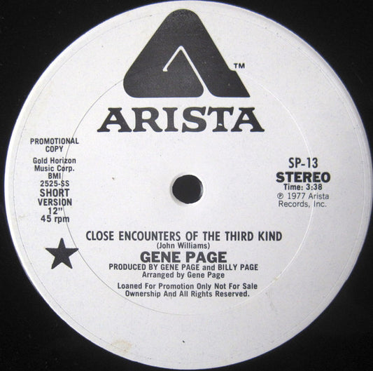 Gene Page : Close Encounters Of The Third Kind (12", Promo)