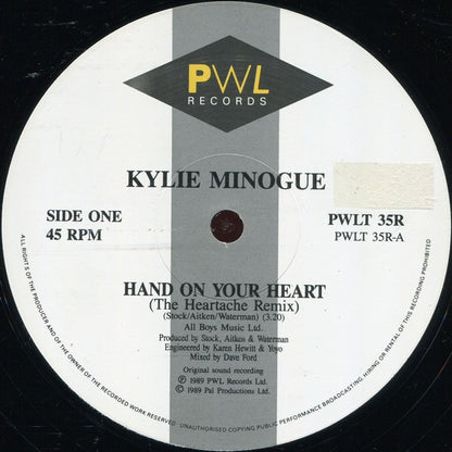 Kylie Minogue : Hand On Your Heart (Remix) (12", Single)