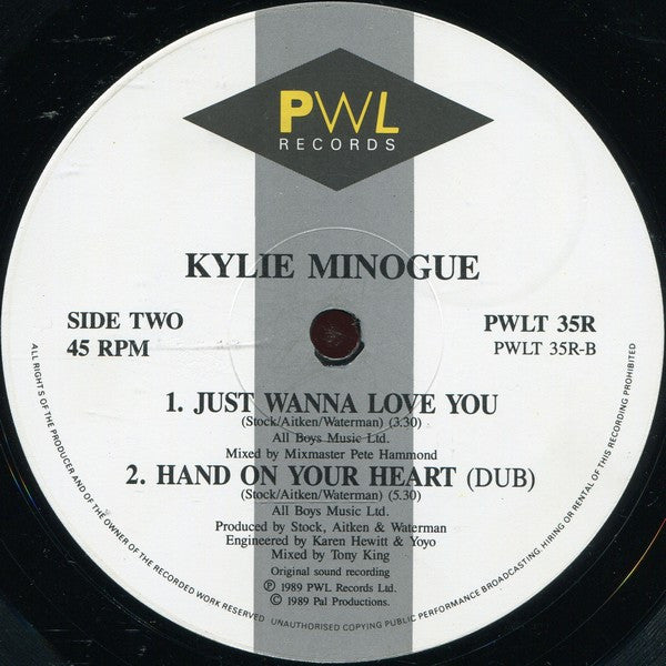 Kylie Minogue : Hand On Your Heart (Remix) (12", Single)