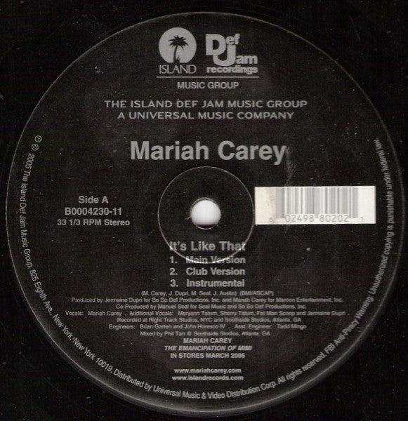 Mariah Carey : It's Like That (12")