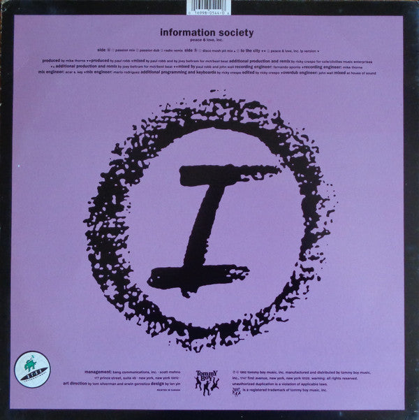 Information Society : Peace & Love, Inc. (12", Single)
