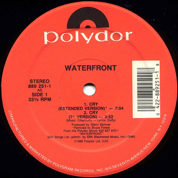 Waterfront (2) : Cry (12", Single)