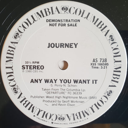 Journey : Any Way You Want It (12", Single, Promo)