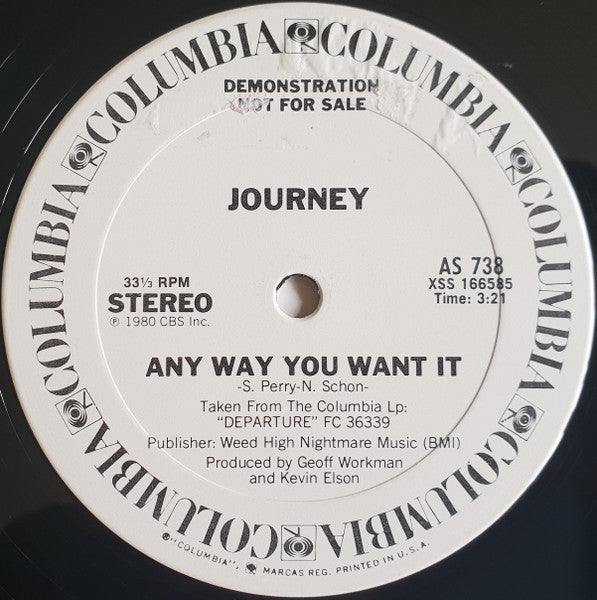 Journey : Any Way You Want It (12", Single, Promo)