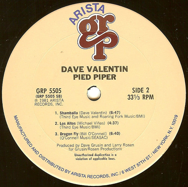 Dave Valentin : Pied Piper (LP, Album)
