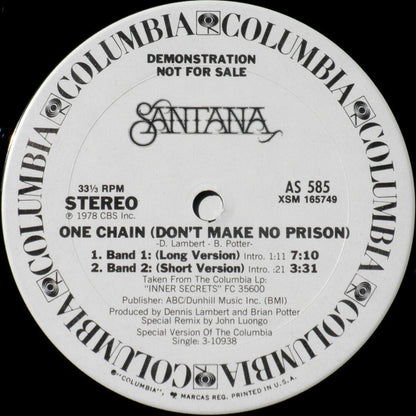 Santana : One Chain (Don't Make No Prison) (12", Promo)