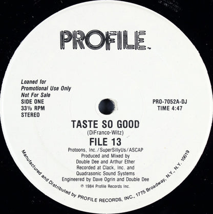 File 13 : Taste So Good (12", Promo)