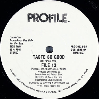 File 13 : Taste So Good (12", Promo)