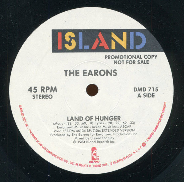 The Earons : Land Of Hunger (12", Promo)