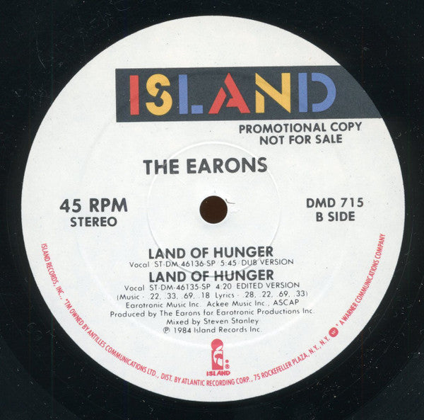 The Earons : Land Of Hunger (12", Promo)