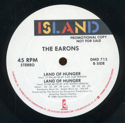 The Earons : Land Of Hunger (12", Promo)