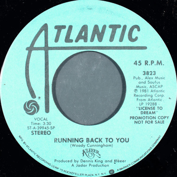 Kleeer : Running Back To You (7", Promo, SP )