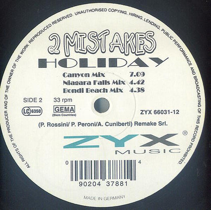 2 Mistakes : Holiday (12")