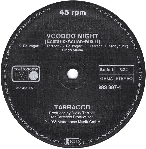Tarracco : Voodoo Night (Extended Versions) (12", Maxi)