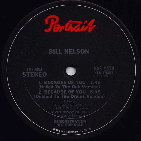 Bill Nelson : Because Of You (12", Promo)