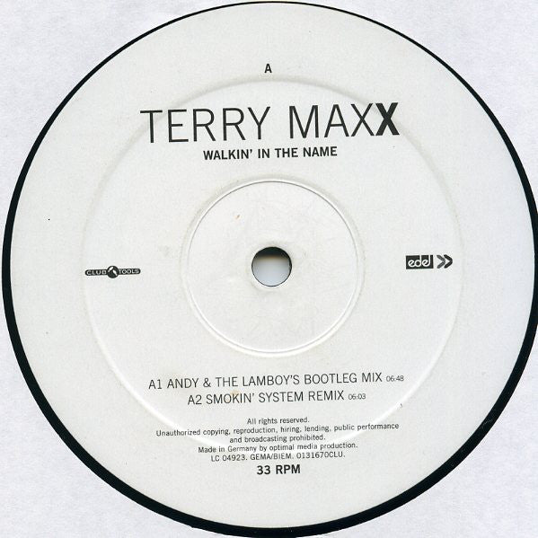 Terry Maxx : Walkin' In The Name (12")