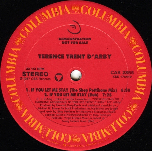 Terence Trent D'Arby : If You Let Me Stay (The Shep Pettibone Mixes) (12", Single, Promo)