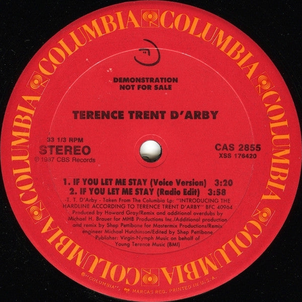 Terence Trent D'Arby : If You Let Me Stay (The Shep Pettibone Mixes) (12", Single, Promo)