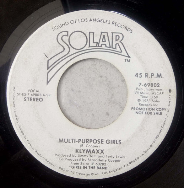 Klymaxx : Multi-Purpose Girls (7", Promo)