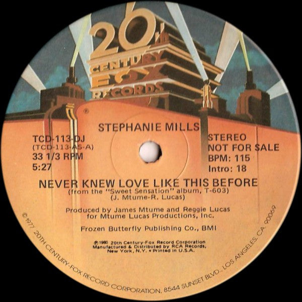 Stephanie Mills : Never Knew Love Like This Before (12", Promo)