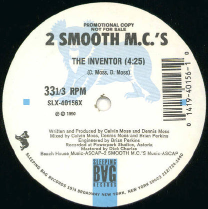 2 Smooth Mc's : The Inventor / Give It All You Got (12", Promo)